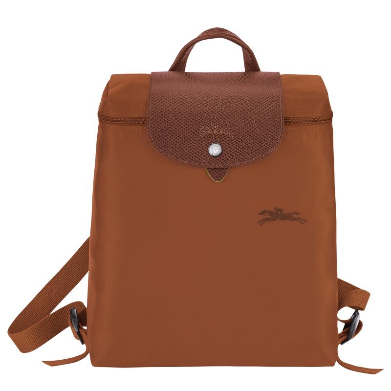 Cognac Brown Men\'s Longchamp Le Pliage Green M Backpacks | PJIXO-5169