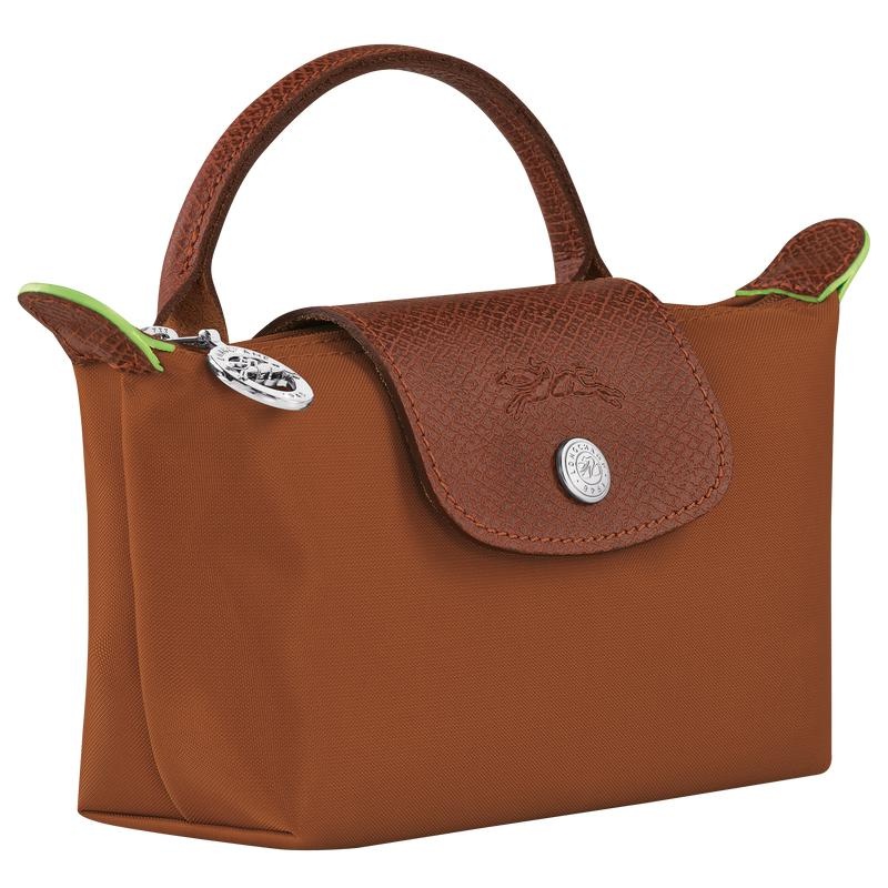 Cognac Brown Women's Longchamp Le Pliage Green with handle Pouches | WRDVQ-7296