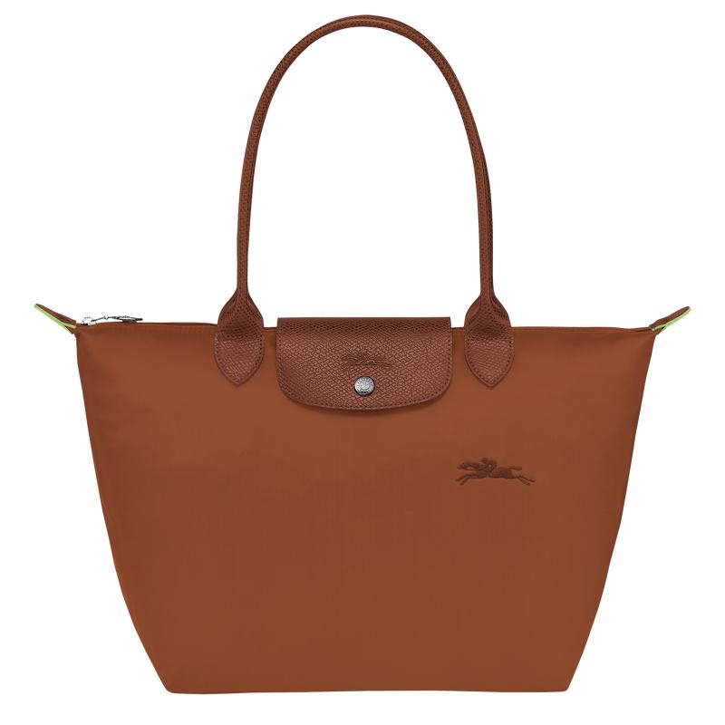 Cognac Brown Women\'s Longchamp Le Pliage Green M Tote Bag | AUZBF-4176