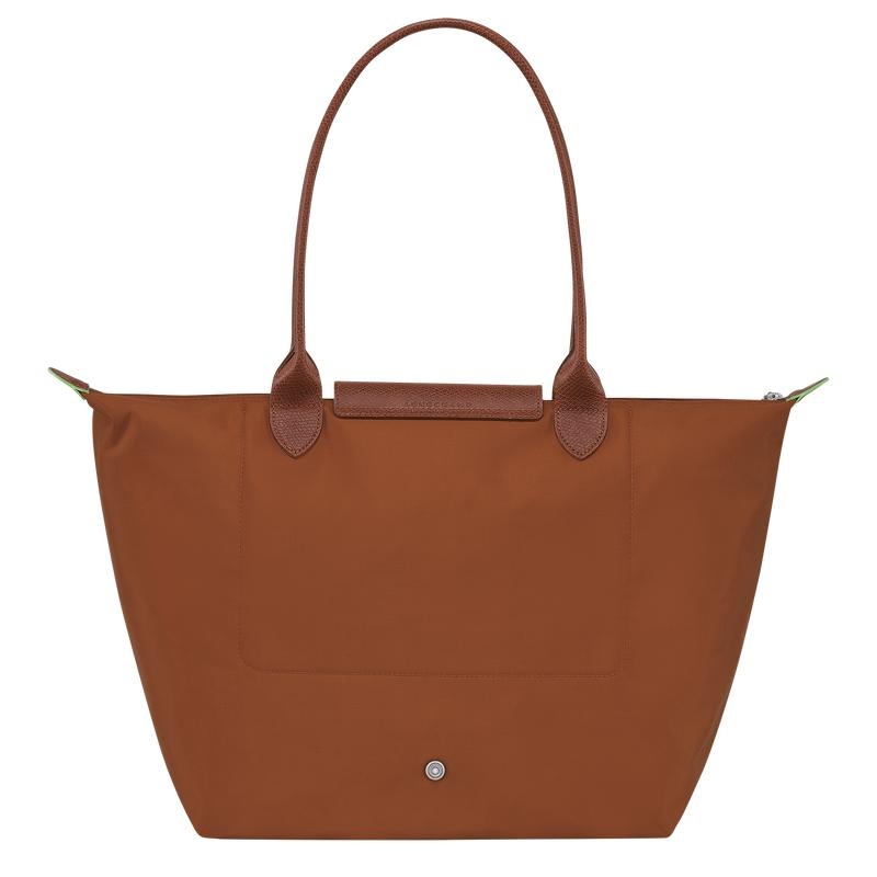 Cognac Brown Women's Longchamp Le Pliage Green L Tote Bag | OIVFL-1028