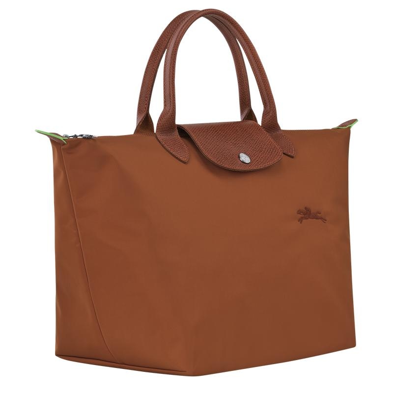 Cognac Brown Women's Longchamp Le Pliage Green M Handbags | RVGAS-9123