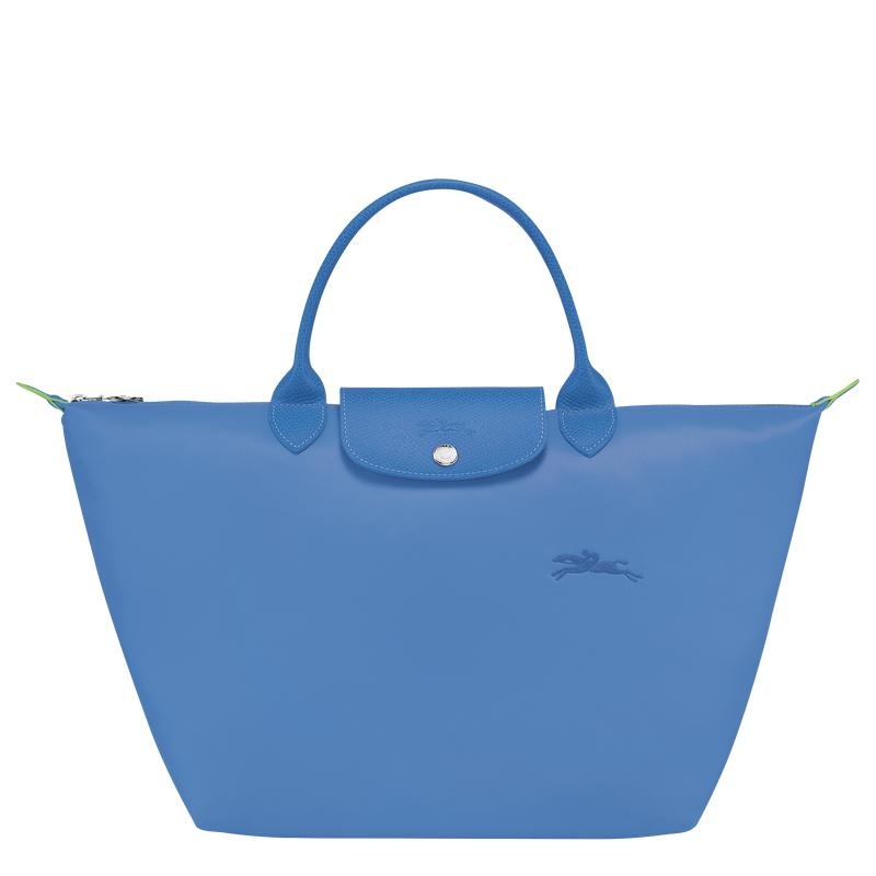 Cornflower Blue Women\'s Longchamp Le Pliage Green M Handbags | QCUKH-6890