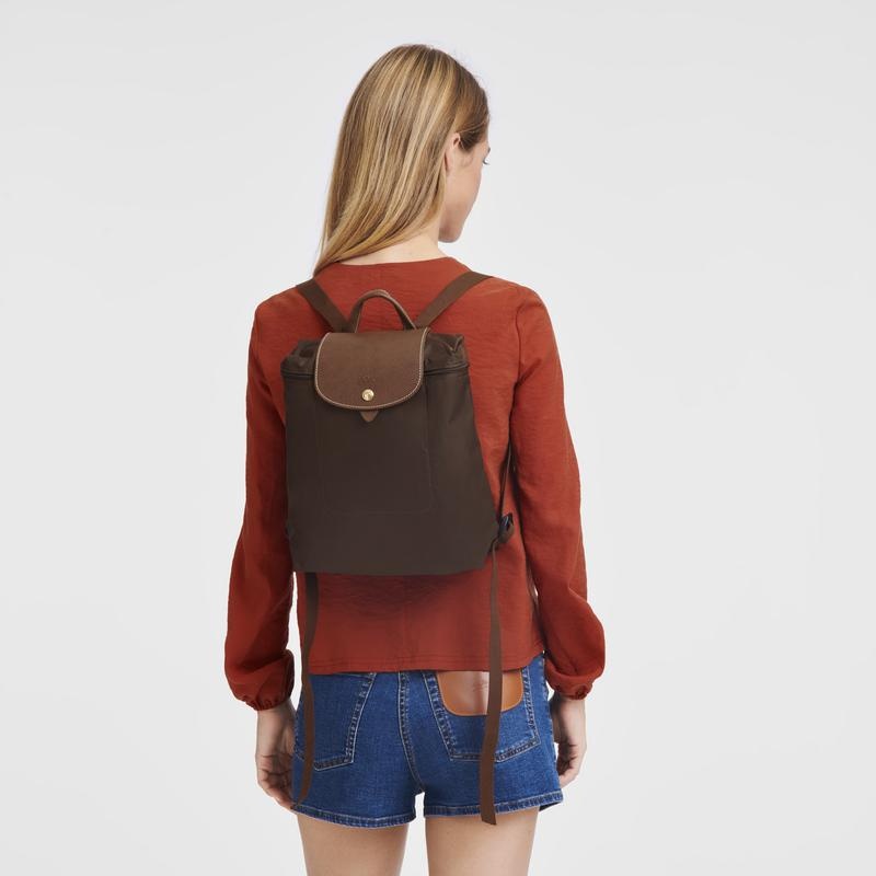 Ebony Brown Women's Longchamp Le Pliage Original M Backpacks | SVOXE-2508