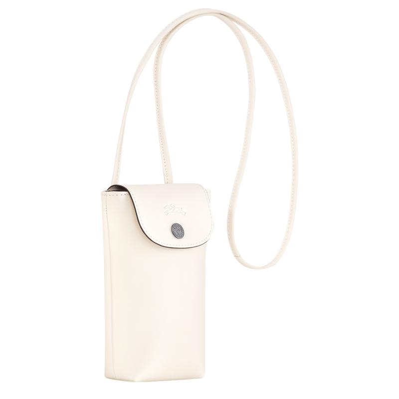 Ecru White Men's Longchamp Le Pliage Xtra with leather lace Phone Case | RCFGL-6948