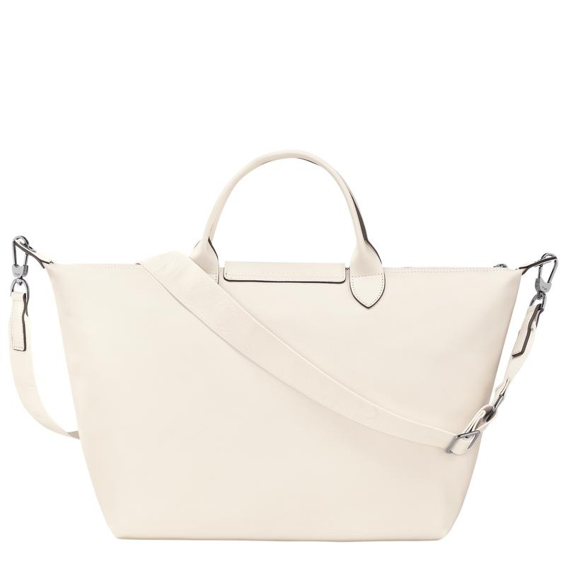 Ecru White Men's Longchamp Le Pliage Xtra L Handbags | KZJPC-2594