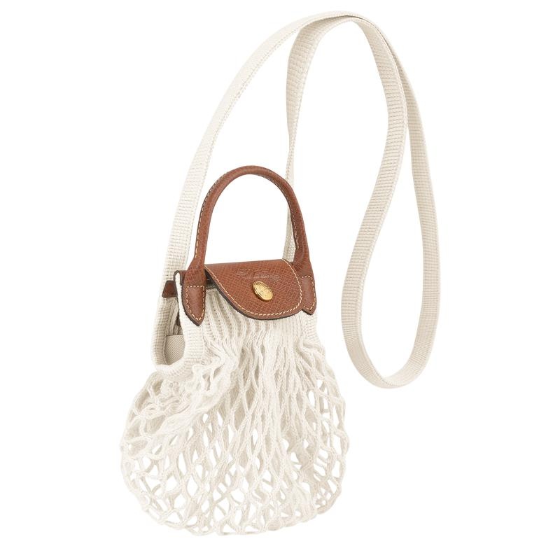 Ecru White Women's Longchamp Le Pliage Filet XS Mesh Bag | KBNIP-8715