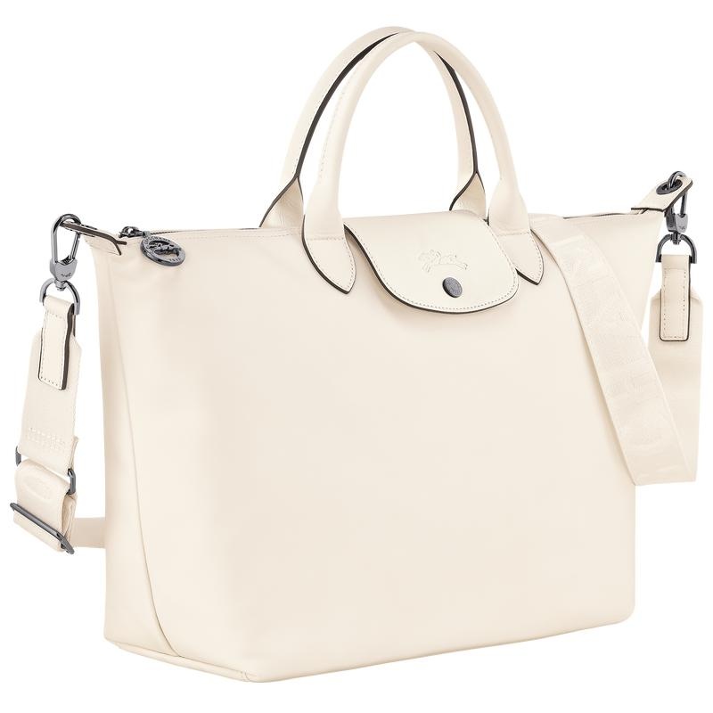 Ecru White Women's Longchamp Le Pliage Xtra L Handbags | POZCM-2748