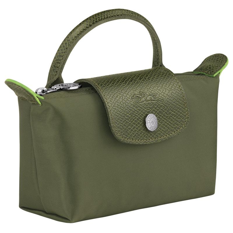 Forest Green Men's Longchamp Le Pliage Green with handle Pouches | NOMHI-4801