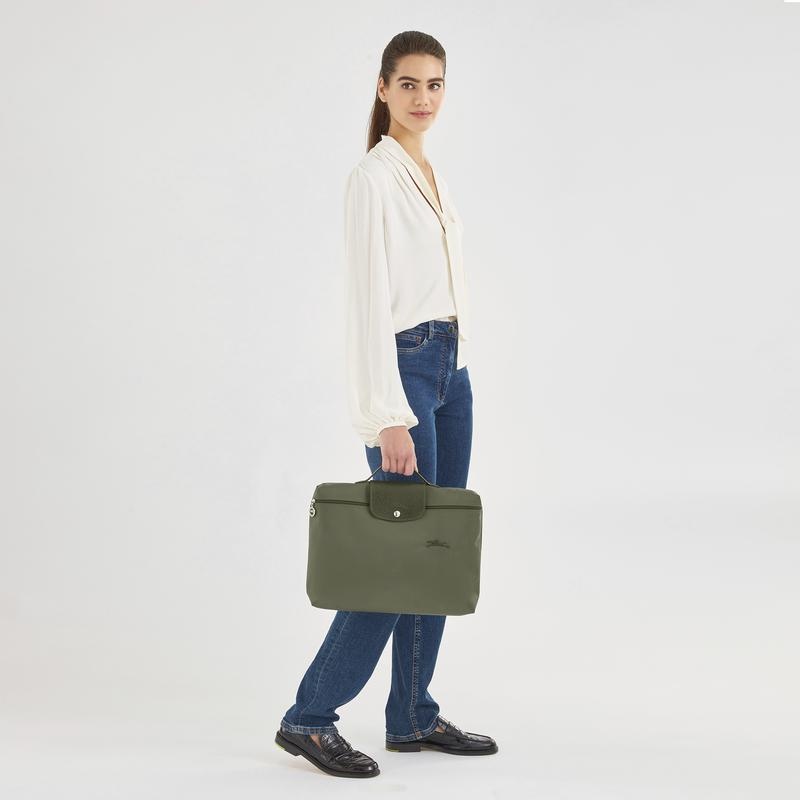 Forest Green Men's Longchamp Le Pliage Green S Briefcase | KDYRZ-9017