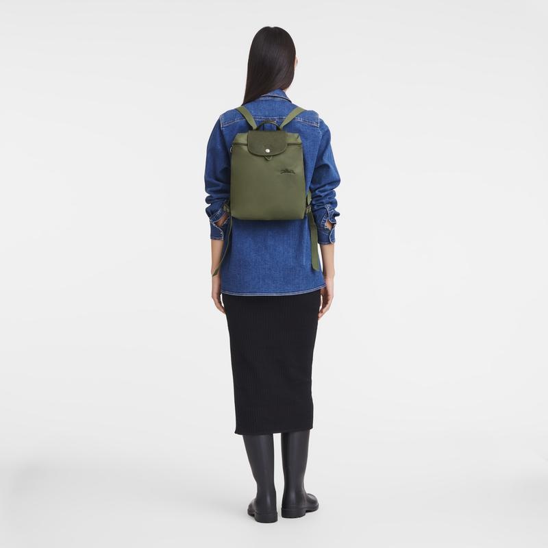 Forest Green Women's Longchamp Le Pliage Green M Backpacks | IQJPF-1680