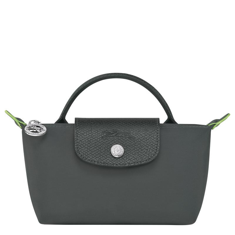 Graphite Grey Women\'s Longchamp Le Pliage Green with handle Pouches | MPRXQ-5402