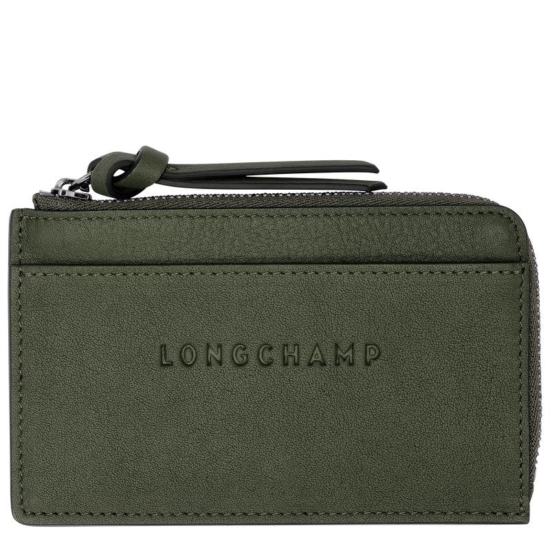 Khaki Men\'s Longchamp 3D Cardholders | PWHAG-4620