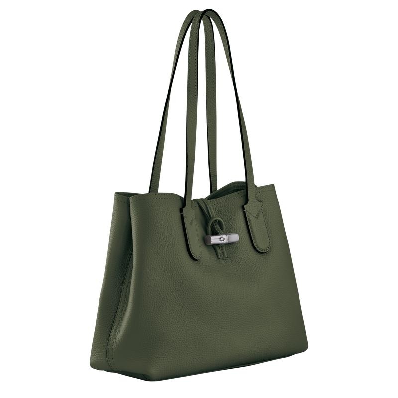 Khaki Women's Longchamp Roseau Essential M Tote Bag | WPYQK-1524