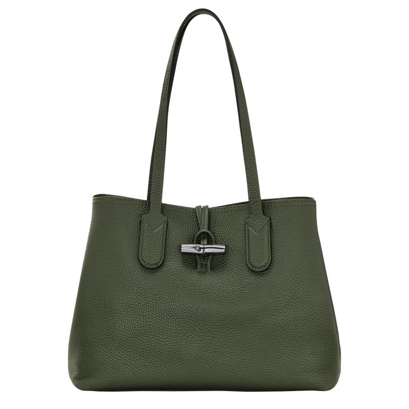 Khaki Women\'s Longchamp Roseau Essential M Tote Bag | WPYQK-1524