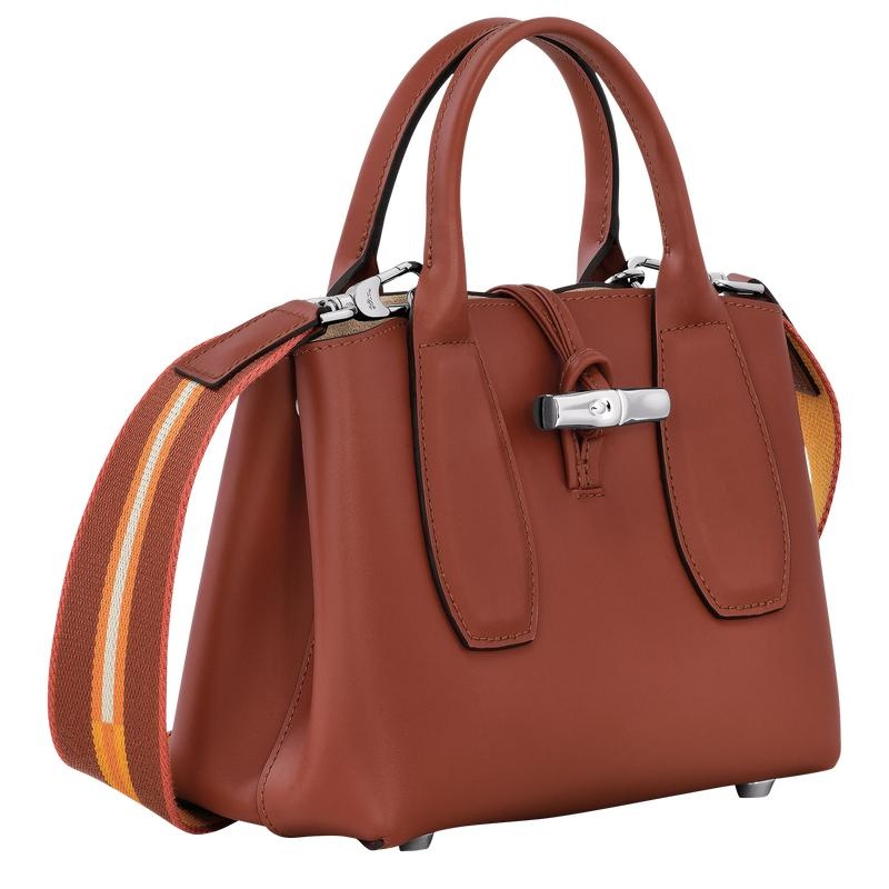 Mahogany Brown Women's Longchamp Roseau S Handbags | FSADG-5731