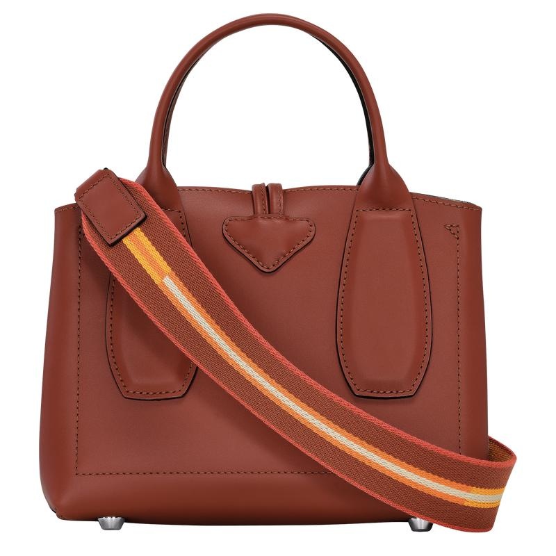 Mahogany Brown Women's Longchamp Roseau S Handbags | FSADG-5731