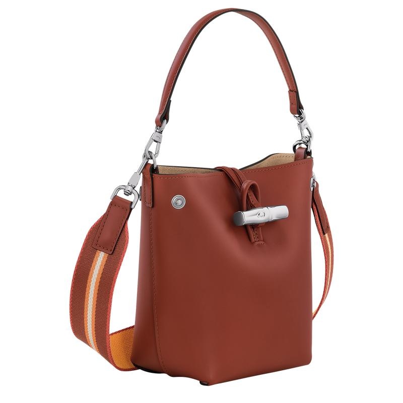 Mahogany Brown Women's Longchamp Roseau XS Bucket Bag | LRAQJ-5683