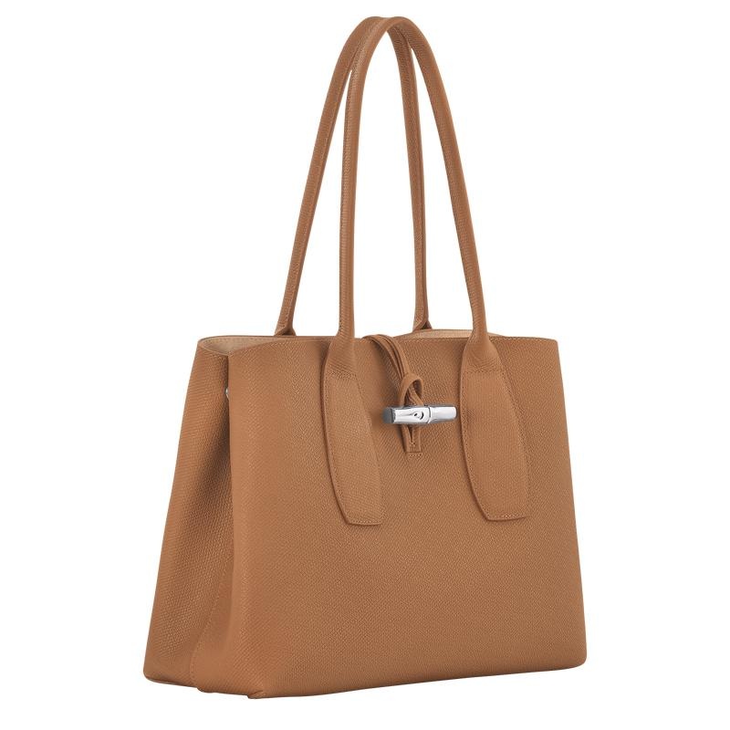 Natural Brown Women's Longchamp Roseau L Tote Bag | AYUEQ-0253