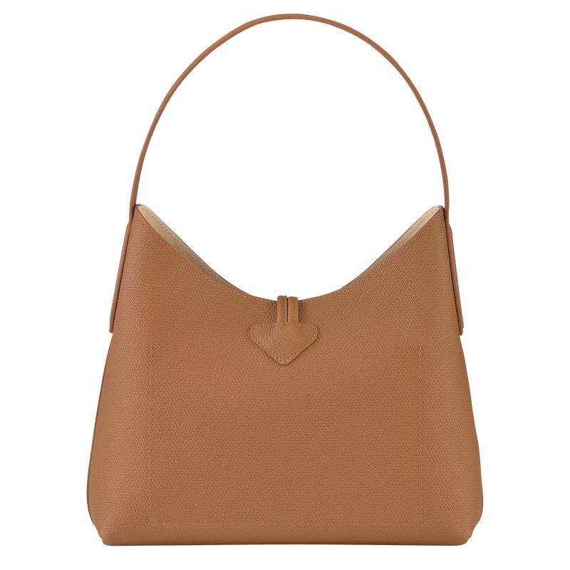 Natural Brown Women's Longchamp Roseau M Hobo Bags | LEVWI-0593