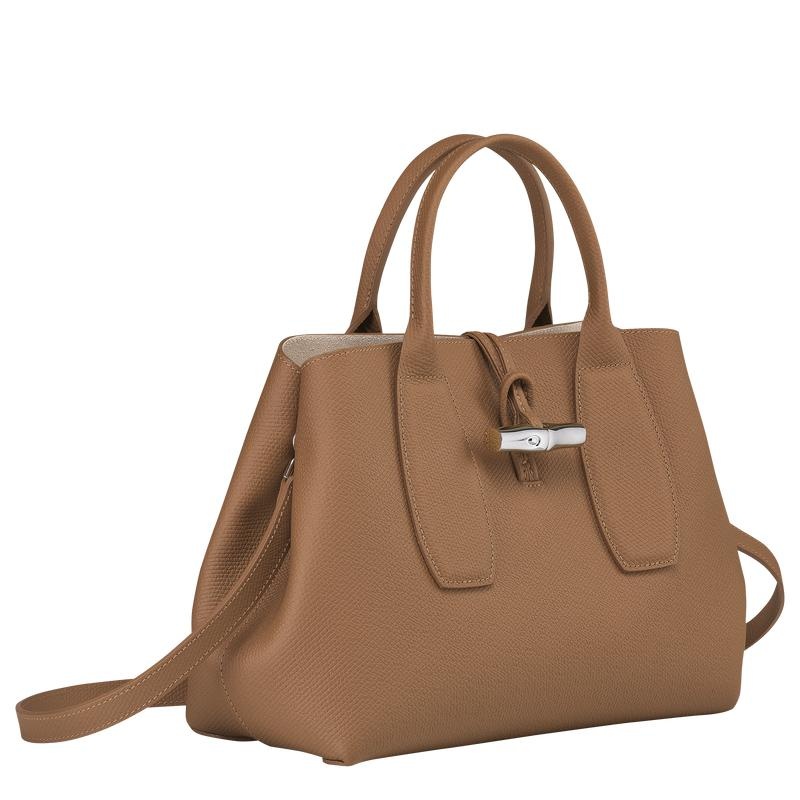 Natural Brown Women's Longchamp Roseau M Handbags | NTZCB-4180