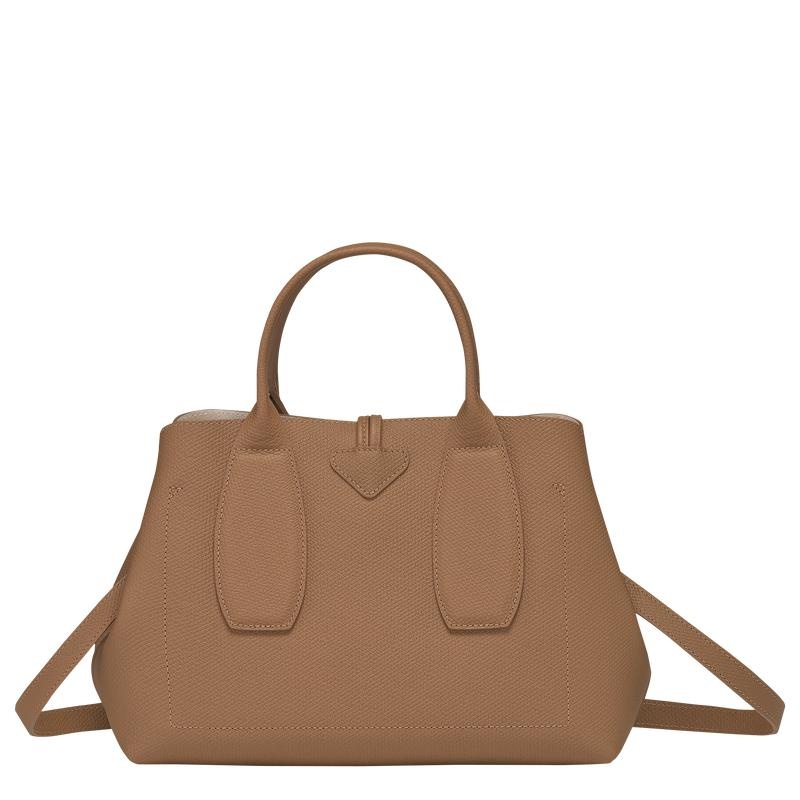 Natural Brown Women's Longchamp Roseau M Handbags | NTZCB-4180