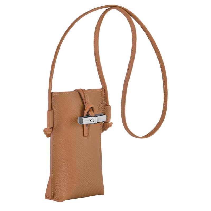 Natural Brown Women's Longchamp Roseau with lace Phone Case | EHWZY-9328