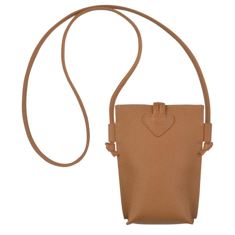 Natural Brown Women's Longchamp Roseau with lace Phone Case | EHWZY-9328