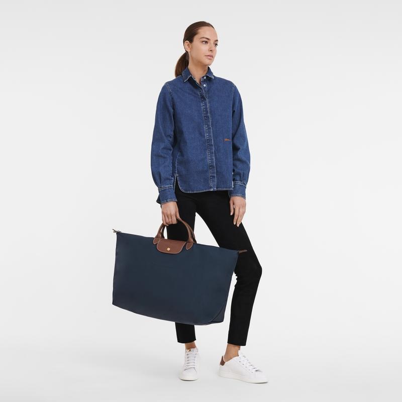 Navy Women's Longchamp Le Pliage Original M Travel Bags | URWZN-9105