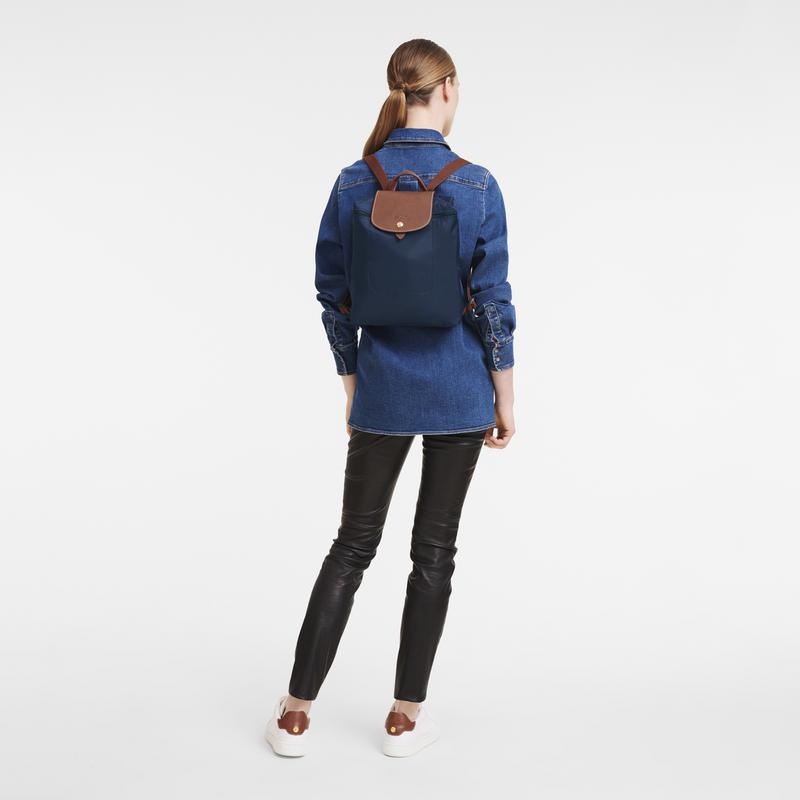 Navy Women's Longchamp Le Pliage Original M Backpacks | VTJBZ-8402