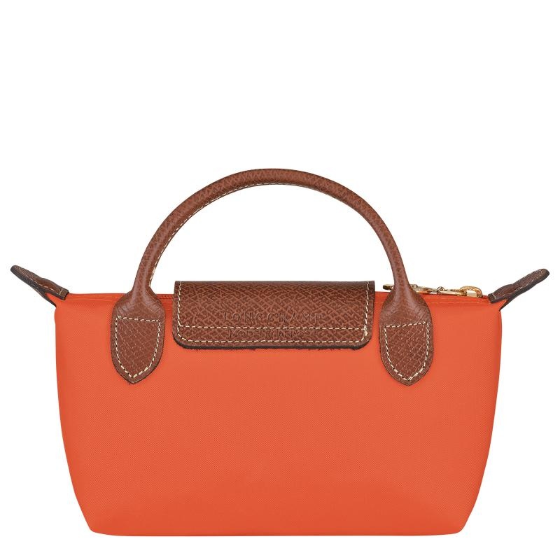 Orange Men's Longchamp Le Pliage Original with handle Pouches | QWLDE-5163