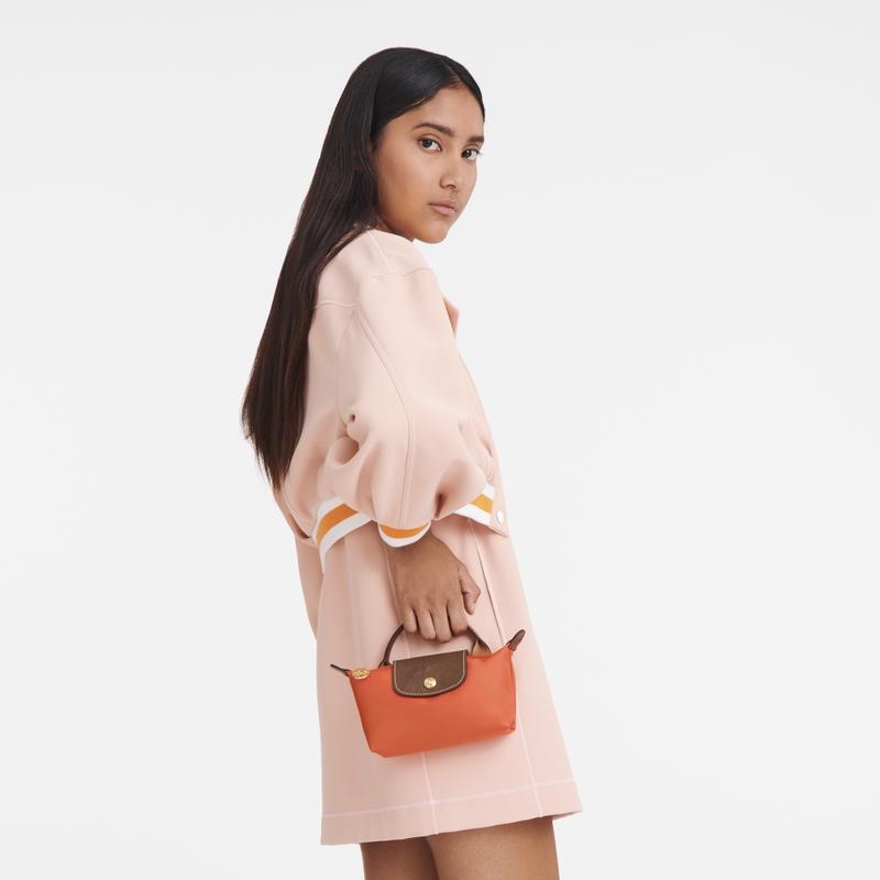 Orange Women's Longchamp Le Pliage Original with handle Pouches | MGYNS-1865