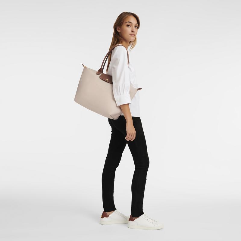 Paper White Women's Longchamp Le Pliage Original L Tote Bag | LUOAZ-7190