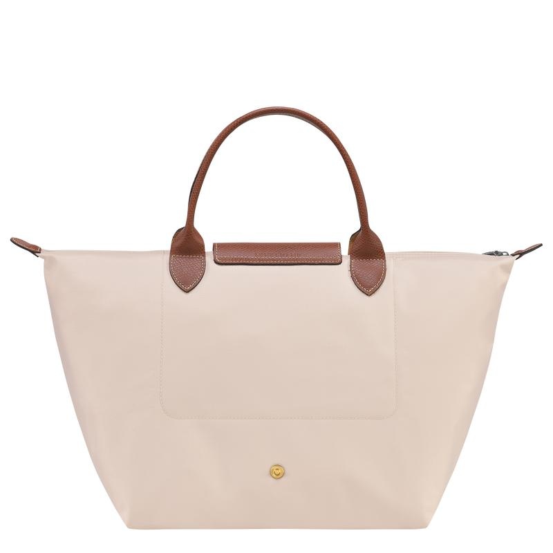 Paper White Women's Longchamp Le Pliage Original M Handbags | CJSOQ-3450