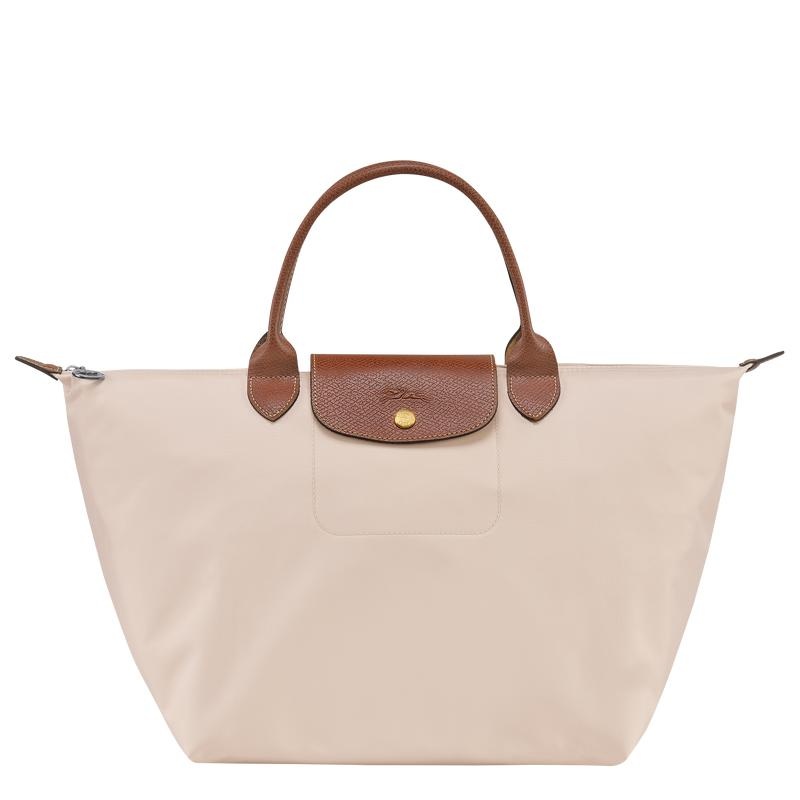 Paper White Women\'s Longchamp Le Pliage Original M Handbags | CJSOQ-3450