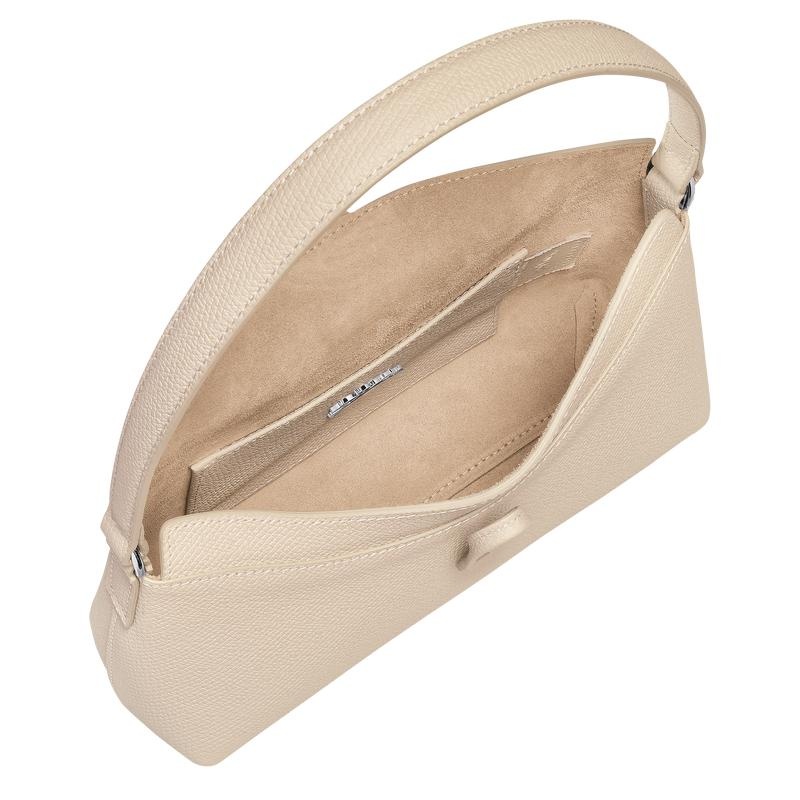 Paper White Women's Longchamp Roseau S Hobo Bags | HSQBR-9735