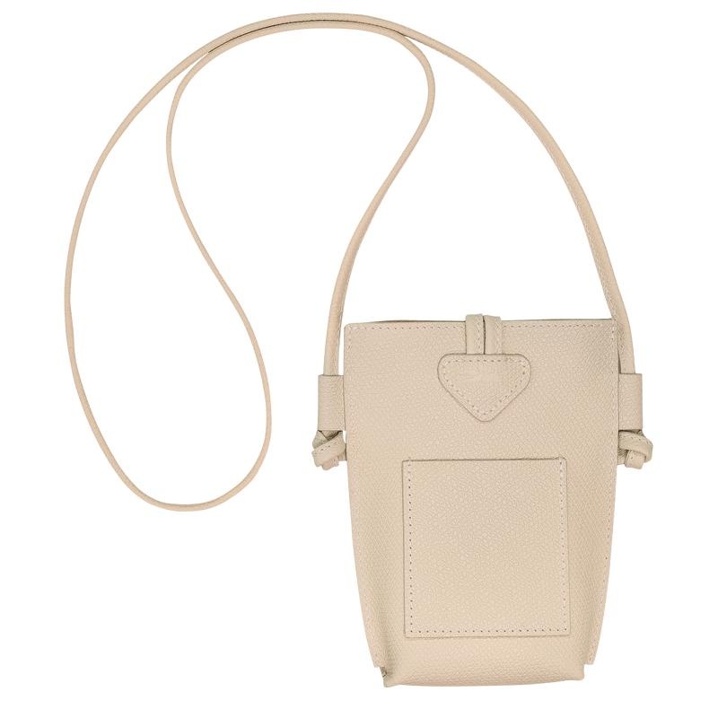 Paper White Women's Longchamp Roseau with lace Phone Case | EWJNK-4286