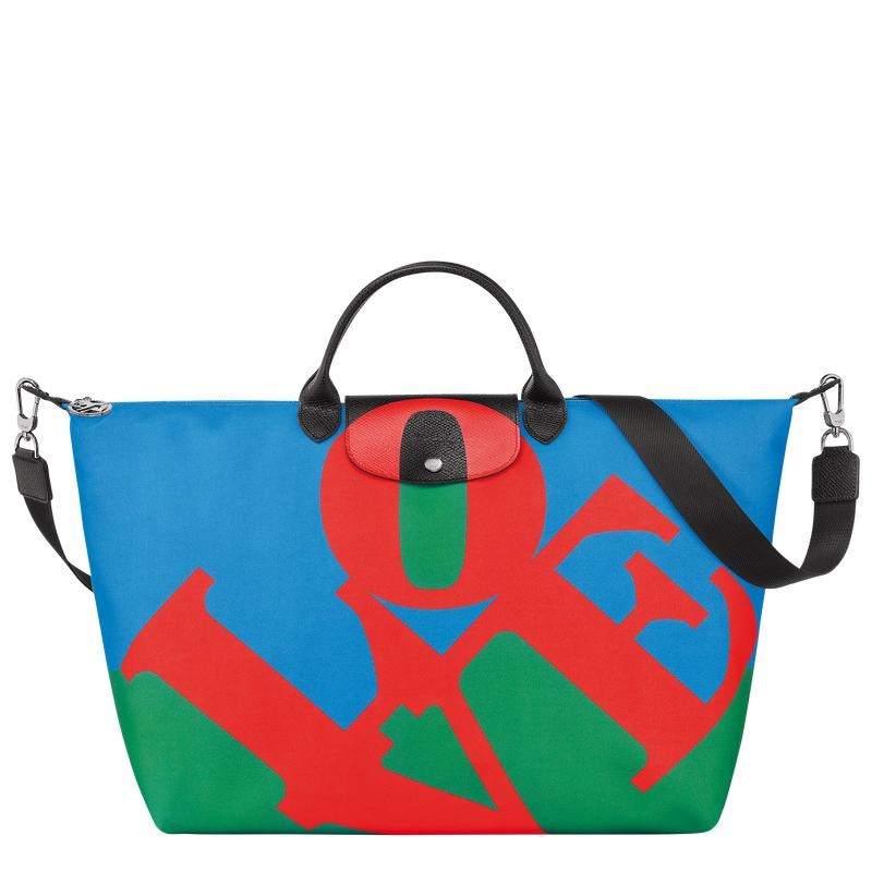 Red/Navy Men\'s Longchamp x Robert Indiana Travel Bags | XTAVC-4926