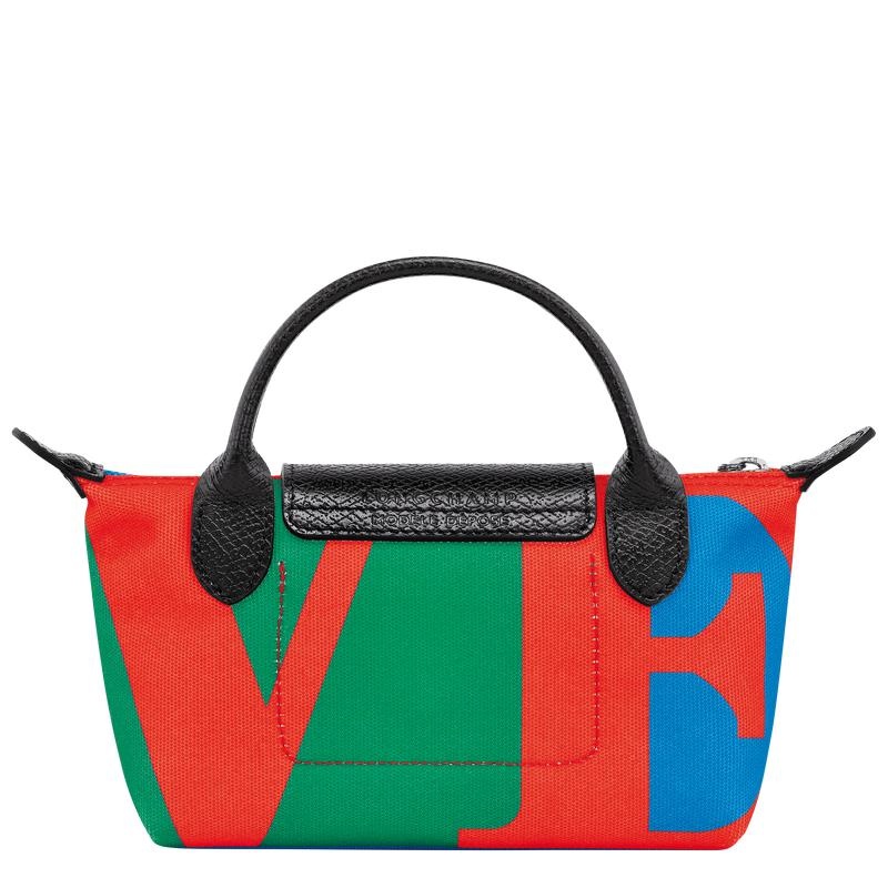 Red/Navy Men's Longchamp x Robert Indiana Pouches | QRESB-6432