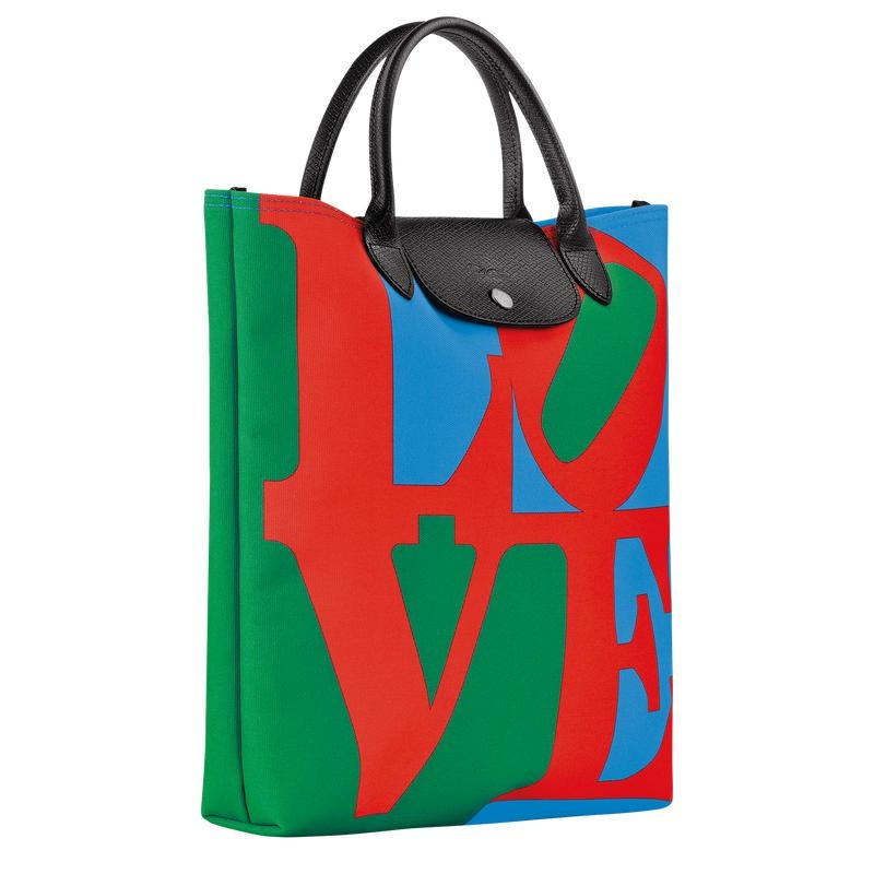 Red/Navy Men's Longchamp x Robert Indiana L Handbags | YEUFV-0578