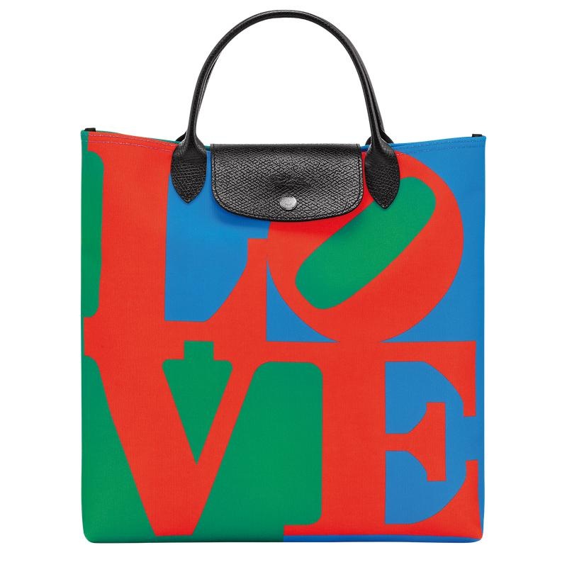 Red/Navy Men\'s Longchamp x Robert Indiana L Handbags | YEUFV-0578