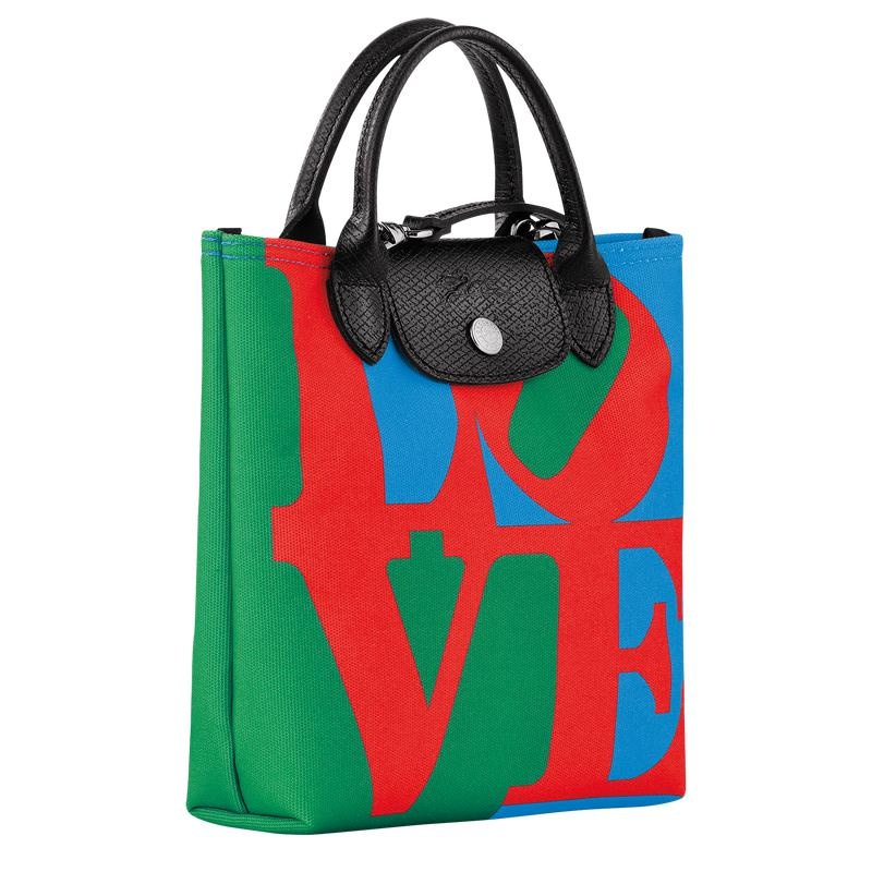 Red/Navy Men's Longchamp x Robert Indiana XS Crossbody Bags | JVFHE-5260