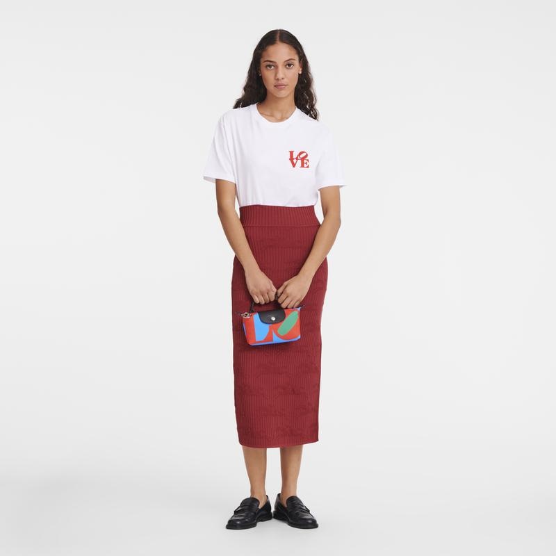 Red/Navy Women's Longchamp x Robert Indiana Pouches | RCAWX-8310