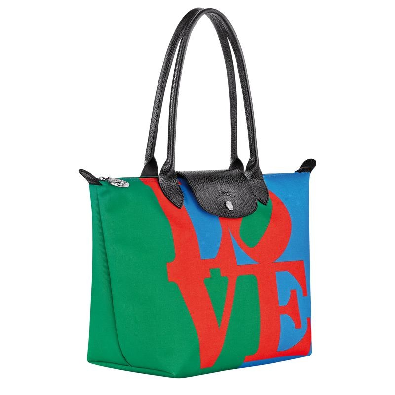 Red/Navy Women's Longchamp x Robert Indiana M Tote Bag | FVSAH-2739