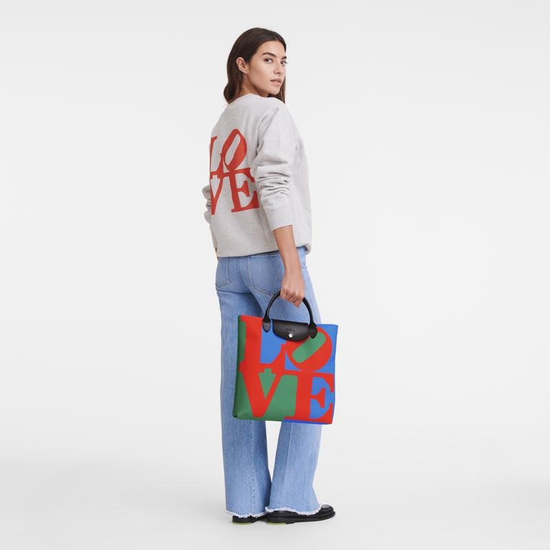 Red/Navy Women's Longchamp x Robert Indiana L Handbags | HOQSP-2809