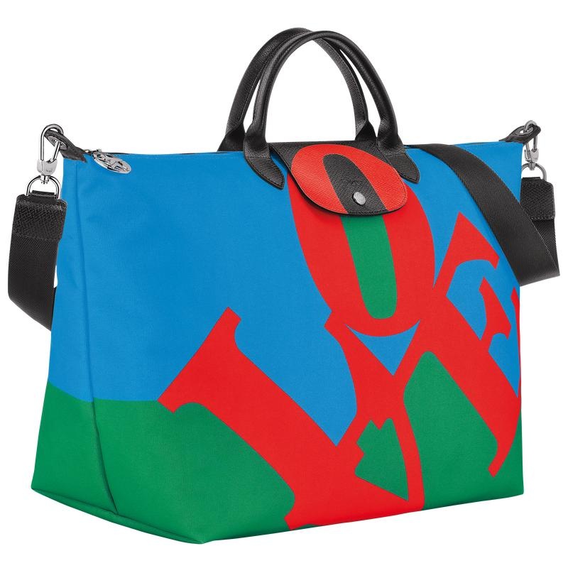 Red/Navy Women's Longchamp x Robert Indiana Travel Bags | YLTKA-8736