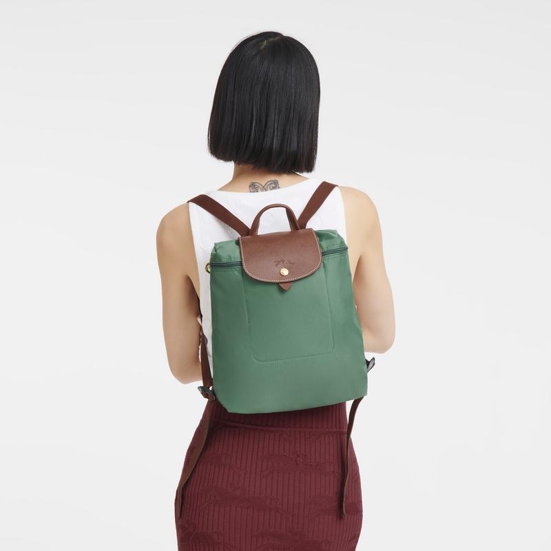 Sage Green Women's Longchamp Le Pliage Original M Backpacks | KJXZL-0425