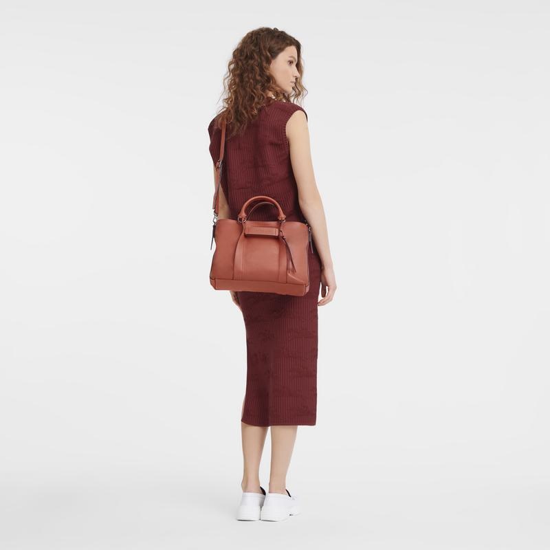 Sienna Red Women's Longchamp 3D L Handbags | HQTFX-4175