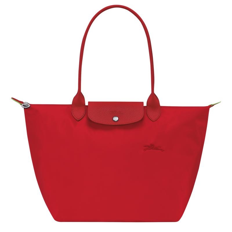 Tomato Red Women\'s Longchamp Le Pliage Green L Tote Bag | PVHZN-6478