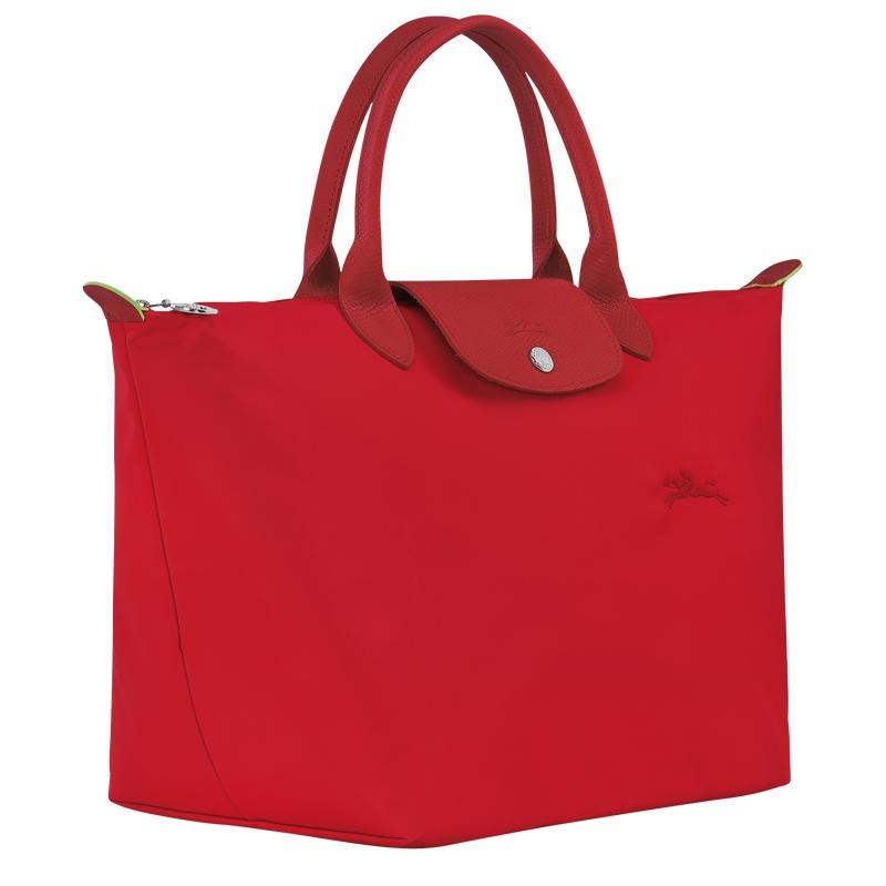 Tomato Red Women's Longchamp Le Pliage Green M Handbags | EWHBJ-1276