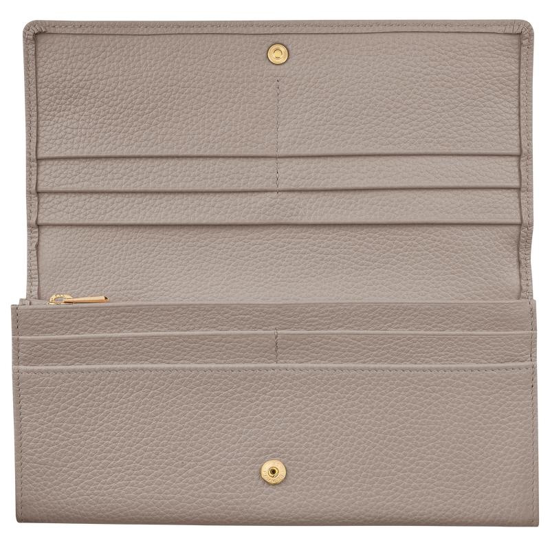 Turtledove Grey Women's Longchamp Le Foulonné Continental Wallets | BGJCF-5216